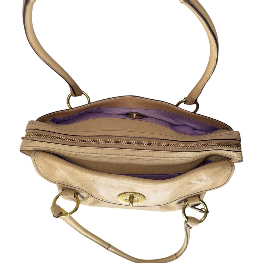 Coach XL Addison Spectator Tan Satchel Shoulder Bag Turn Lock Gold Hardware - Picture 6 of 12